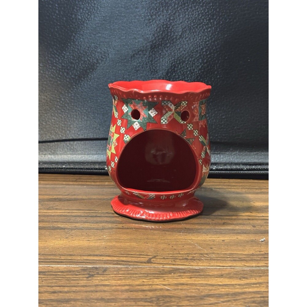 The Pioneer Woman Ranch Patchwork Ceramic Tea Light Wax Warmer Red